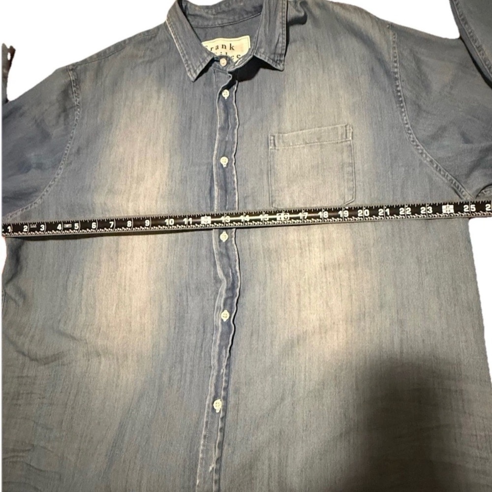 Frank & Eileen Eileen Denim relaxed Barry Woven Button Shirt Distressed Italy - Picture 11 of 13